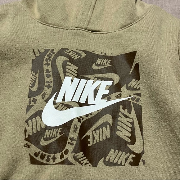 Nike Big Kids Beige Tan Hoodie with Graphic Logo Kids Size Medium Brown - Picture 3 of 6